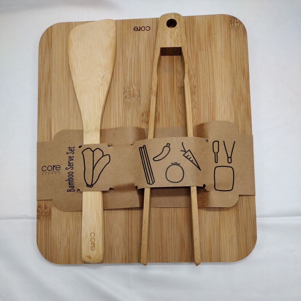 CauseBox Core Bamboo Serve Set 2020 Cutting Board, Spatula & Spoon NEW
